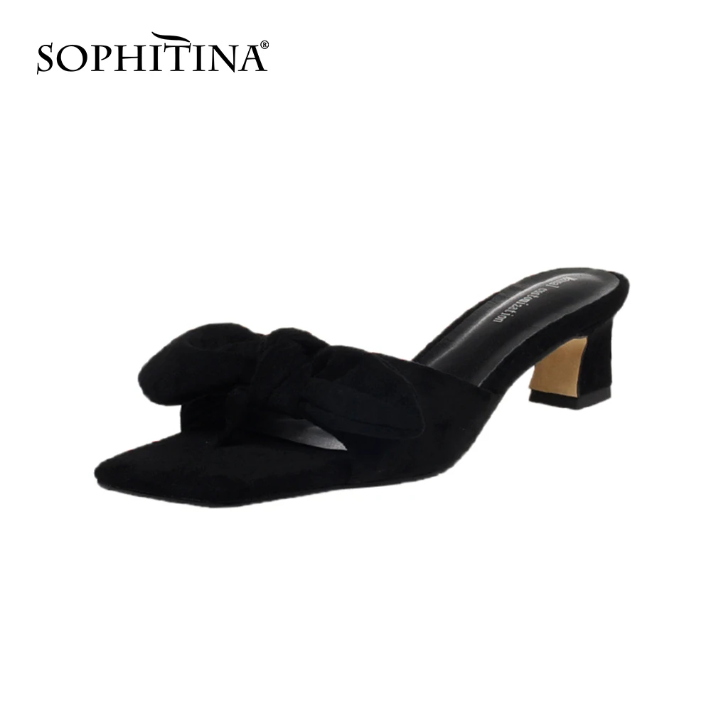 Женские шлепанцы SOPHITINA модные элегантные с узлом бабочкой Уличная обувь для