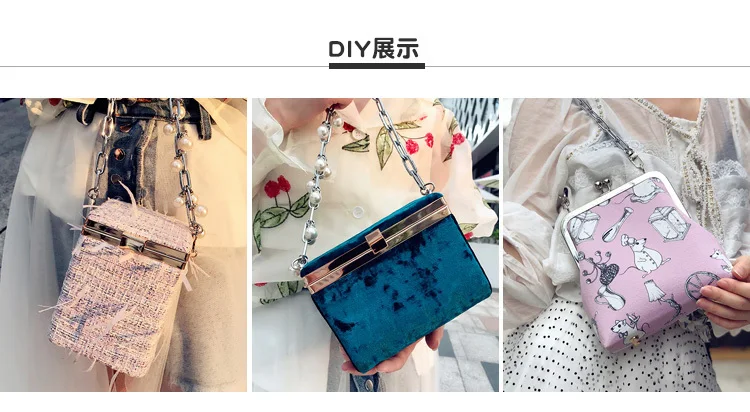 High Light Pearl Alloy Chain Manual Diy Hardware Parts Single Straps Messenger Backpack Bring Bead Gold Metal Chain Bag Strap