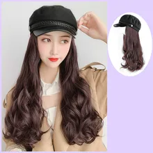 Модные женские длинные кудрявые/прямые искусственные волосы парики зимняя теплая шапка военная шляпа синтетические парики шапки