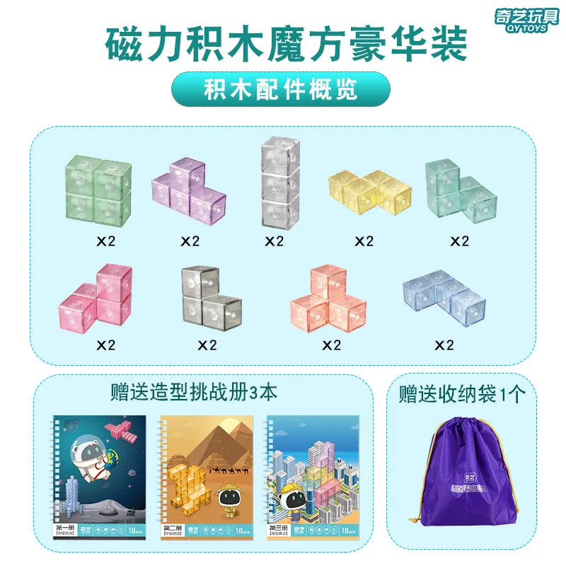 QiYi Магнитный магический блок квадратный 3D безопасный ABS головоломка скоростной куб обучающая игрушка для детей игрушка прозрачная