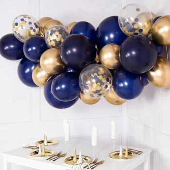 

30pcs DIY Balloons Garland Kit Navy Blue Chrome Gold Metal Chrome Balloon Garland Wedding Engagement 21 Birthday Decor