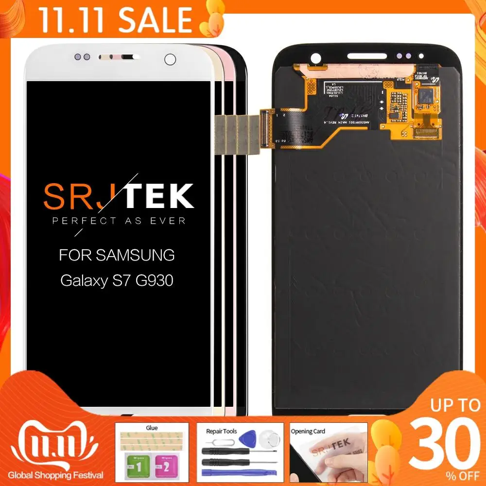 ЖК экран 5 1 дюйма TFT/OLED/AMOLED для SAMSUNG Galaxy S7 стеклянный дисплей G930 G930F SM сенсорный