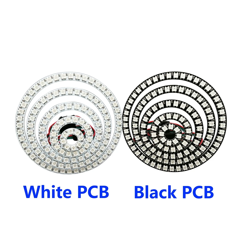 DC5V WS2812B Led Ring 5050 RGB Individul AddressabIe Round Lights Module 3Pin Black White PCB 8 16 24 35 45 Pixels BuiIt-in IC led light,led modules,led module