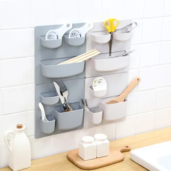 

Self Adhesive Kitchen Refrigerator Fridge Storage Holder Organizer Multifunction Without Drilling Tableware Clean Sponge Shelves