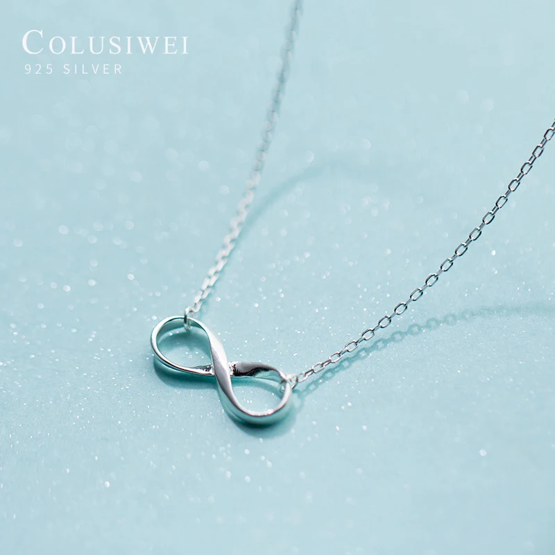Colusiwei Аутентичные 925 стерлингового серебра со знаком бесконечности Love ожерелье с