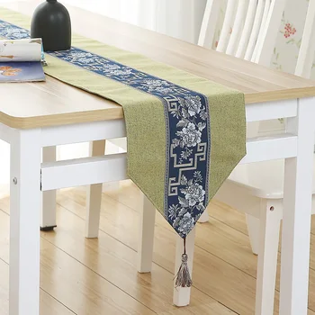 

Retro Blue and White Porcelain Dining Flag Table Cloth Linen Table Runner Shoe Cabinet chemin de table tafelloper arpillera L03