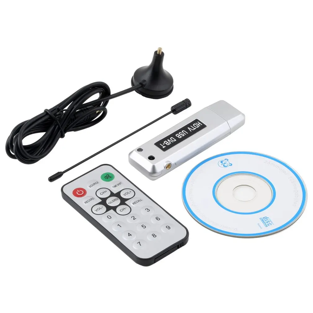 

USB 2.0 DVB-T Bandwidth Reception (6/7/8 MHz) Radio Digital TV Receiver HDTV Tuner Stick Antenna IR Remote Time-shifting