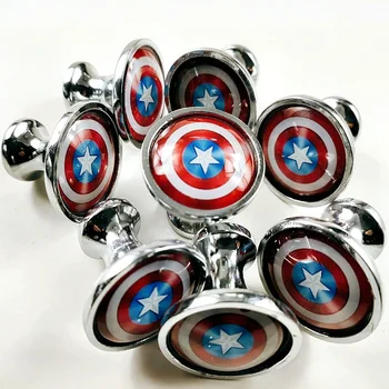 

JD Captain America Shield Single Hole Drawer Cabinet Door Knob Furniture Handle DIY Marvel Wardrobe Hardware