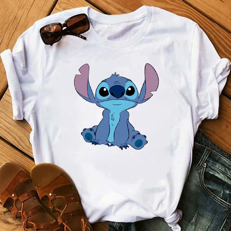 Женская модная футболка Lilo Stitch Harajuku Kawaii, футболки с милым мультяшным принтом, Женская Повседневная футболка, милые повседневные топы - Цвет: bvr19912