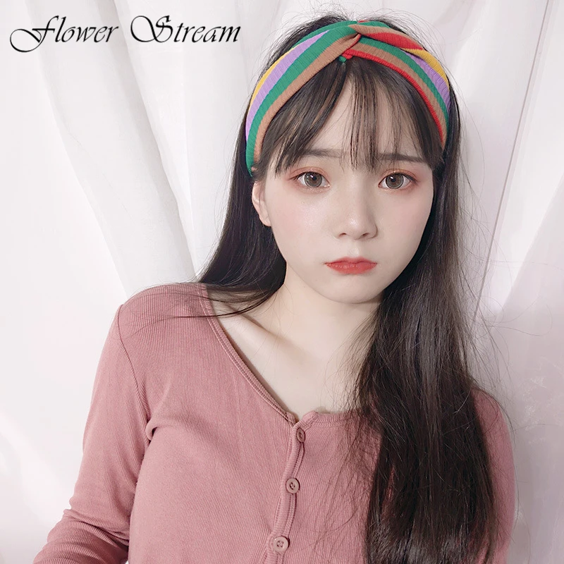 

Fashion Hair Band with Temperament Wide-brimmed Tiara Simple Color Stripes Hit Color Headband