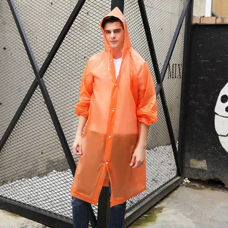 Модные женские мужские и взрослые EVA окружающей среды прозрачный плащ с капюшоном для дождевик непромокаемый дождевик водонепроницаемый пончо
