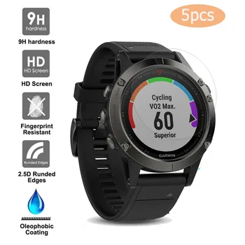 

5pcs For Garmin Fenix 5 Tempered Glass 9H 2.5D Premium Screen Protector Film Fenix 5 Plus SmartWatch Anti-Explosion Anti-Scratch