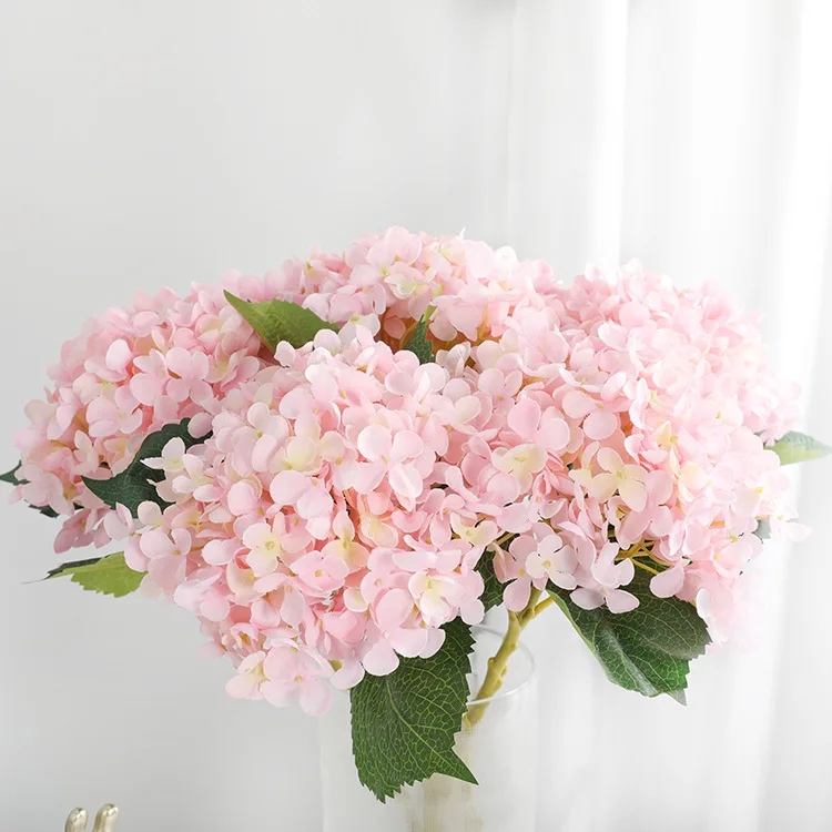 

Luxury Large Hydrangea branch with leaves Artificial Flowers Party Wedding Decoration fleur artificielle silk flowers