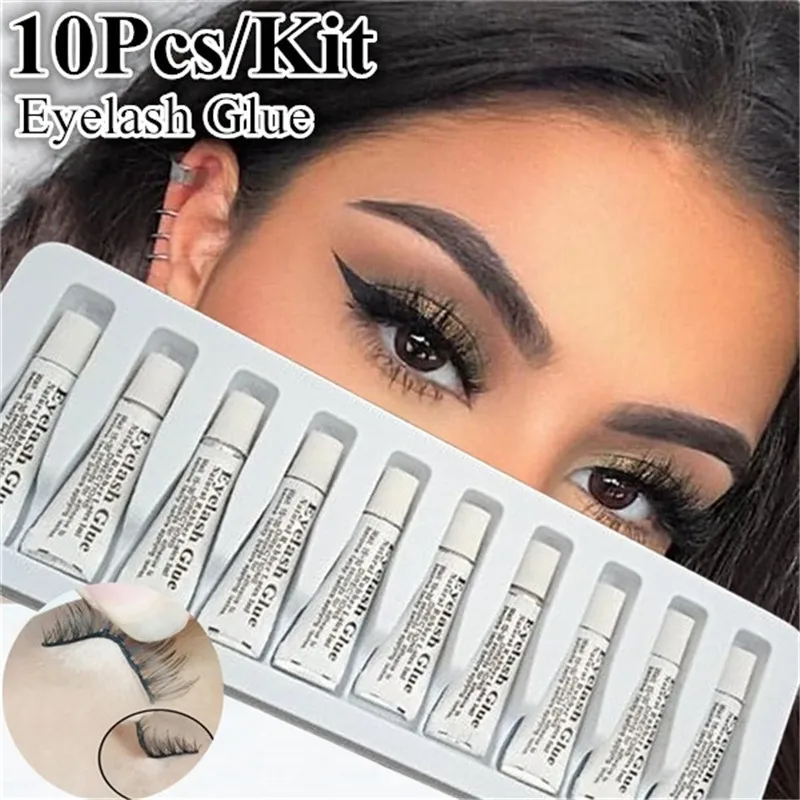 

10Pcs/set Professional Eyelash Glue for lashes Strong Clear/Dark Waterproof Eye Lash Glue Adhesive Extensions for Makeup Tools