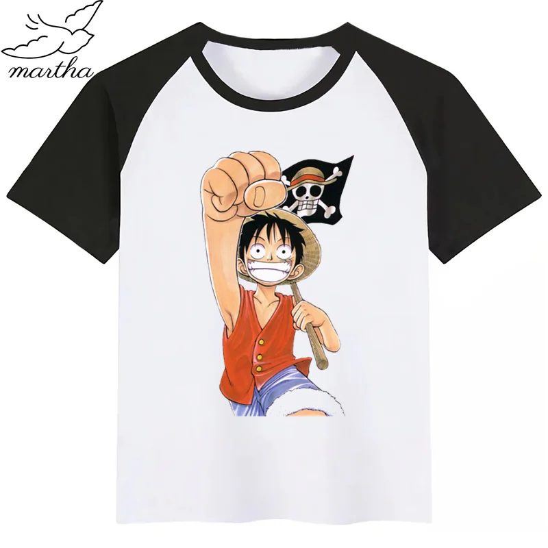Luffy/футболка для мальчиков; детская одежда с короткими рукавами и принтом для мальчиков; детский белый топ; топы для мальчиков; Детские футболки; Новая летняя футболка
