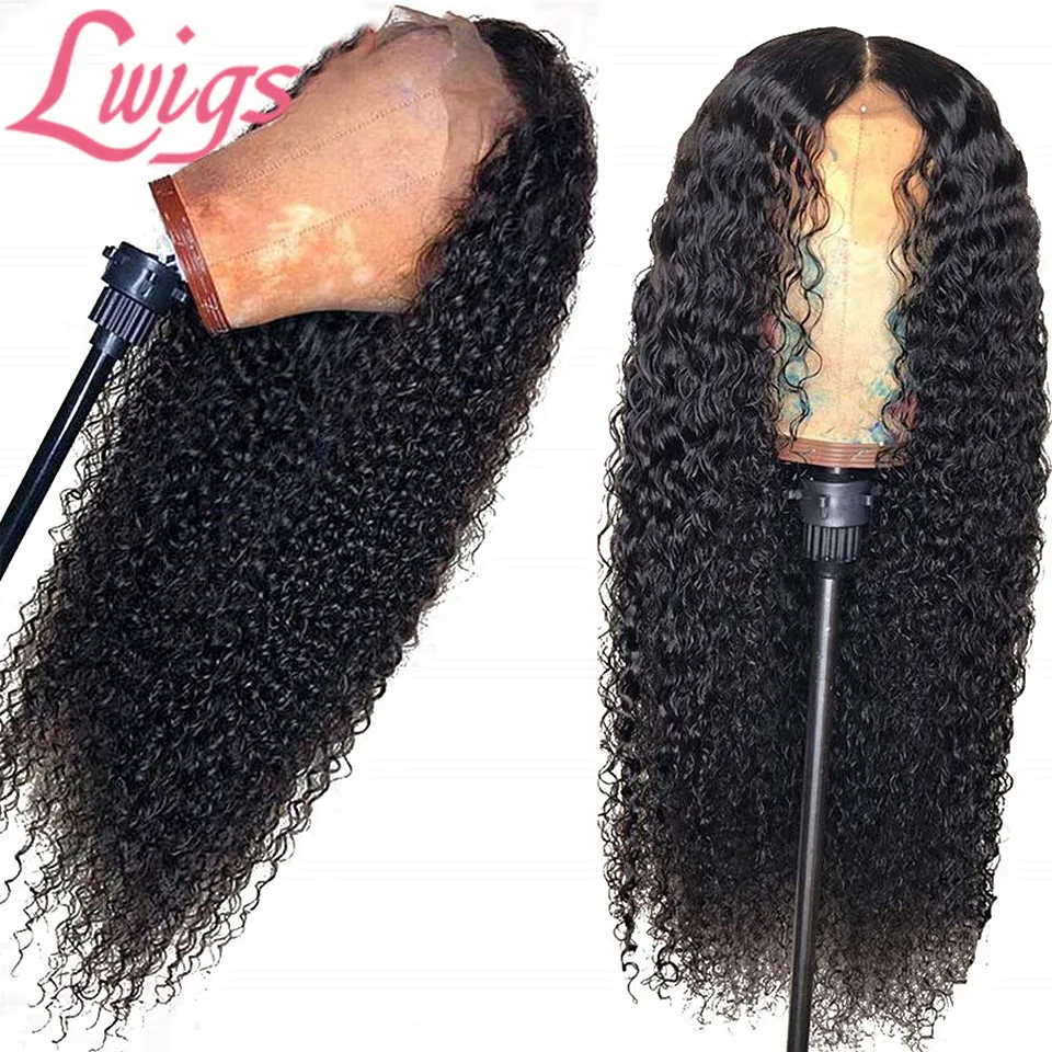 Дешевые кудрявые вьющиеся полный парик шнурка человеческих волос африо кудрявые волны прозрачный парик шнурка бесклеевой полный парик шнурка для черных женщин