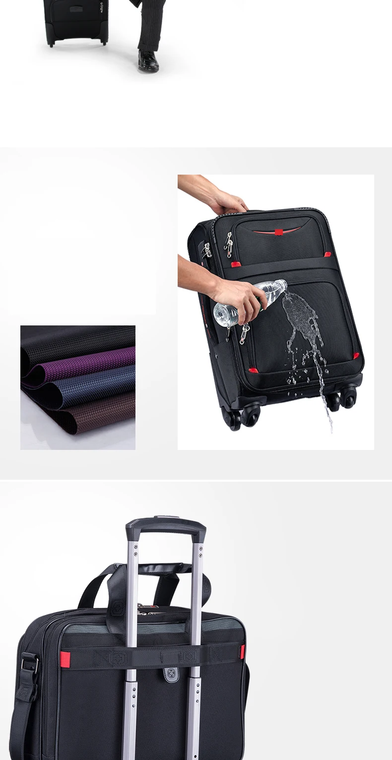 Швейцарский бренд, деловой комплект багажных сумок на колесиках с сумочкой, универсальный колесный чехол для переноски, мужской и женский стильный чемодан дорожная сумка с колесиками
