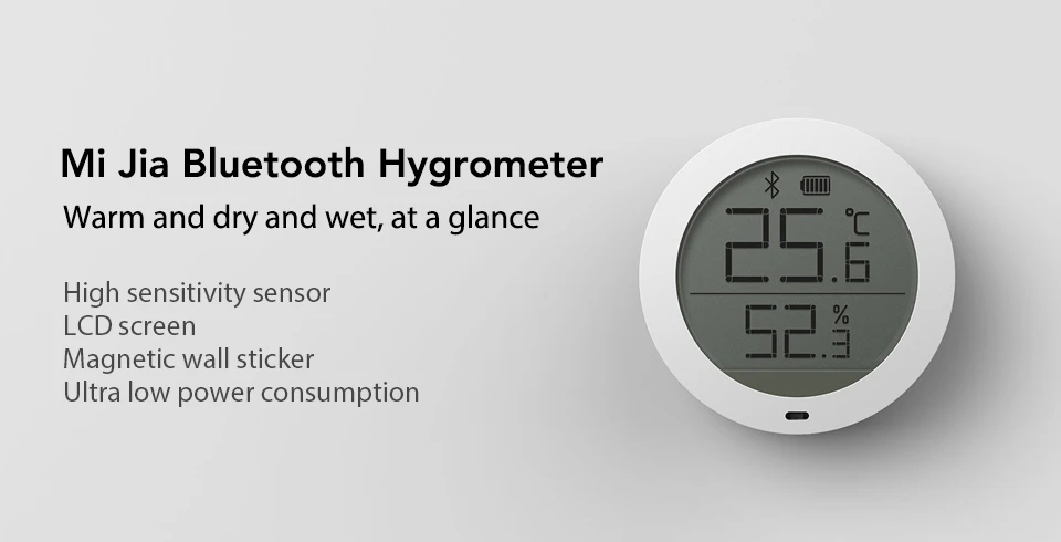 Xiaomi Mijia Bluetooth монитор температуры и влажности Датчик управления приложением Встроенный датчик ЖК-дисплей Магнитная палка умный дом