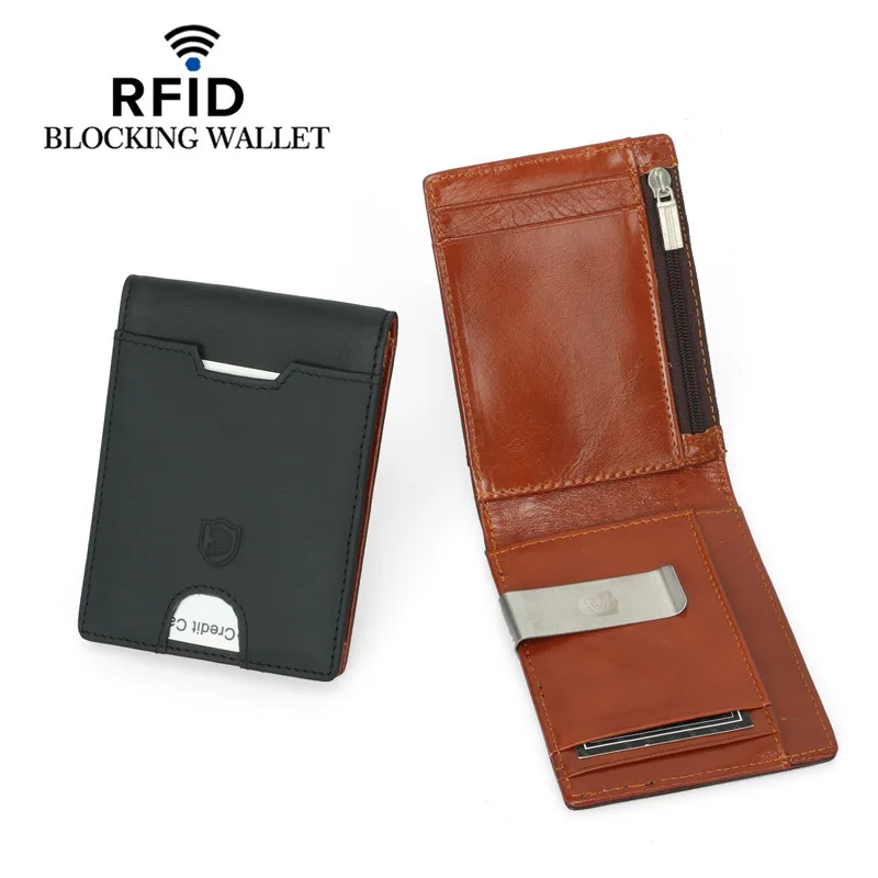 Luxury Genuine Leather Men's Bifold Wallet with Coin Pocket and Card Holder
