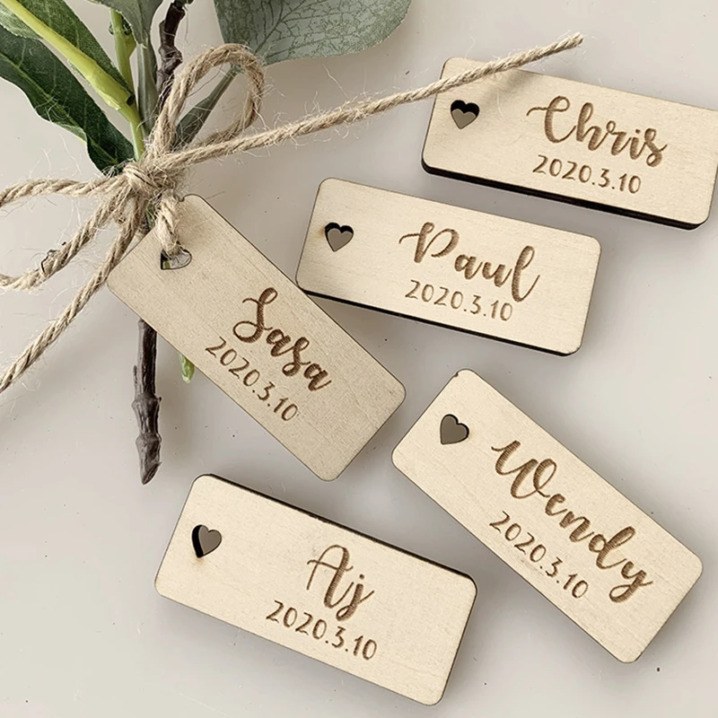 Customized Banquet Guest Name Wooden Label Card Decoration Wedding