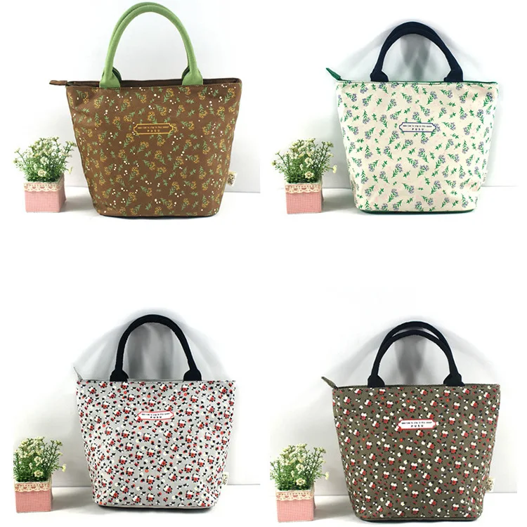 Manufacturers Direct Selling Hipster Canvas Handbag Women's Pinellia Printed Bento Box Bag Lunch Bag Customizable Wholesale