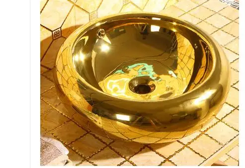 

European style above counter basin color golden art basin hotel golden wash basin square wash basin above counter basin