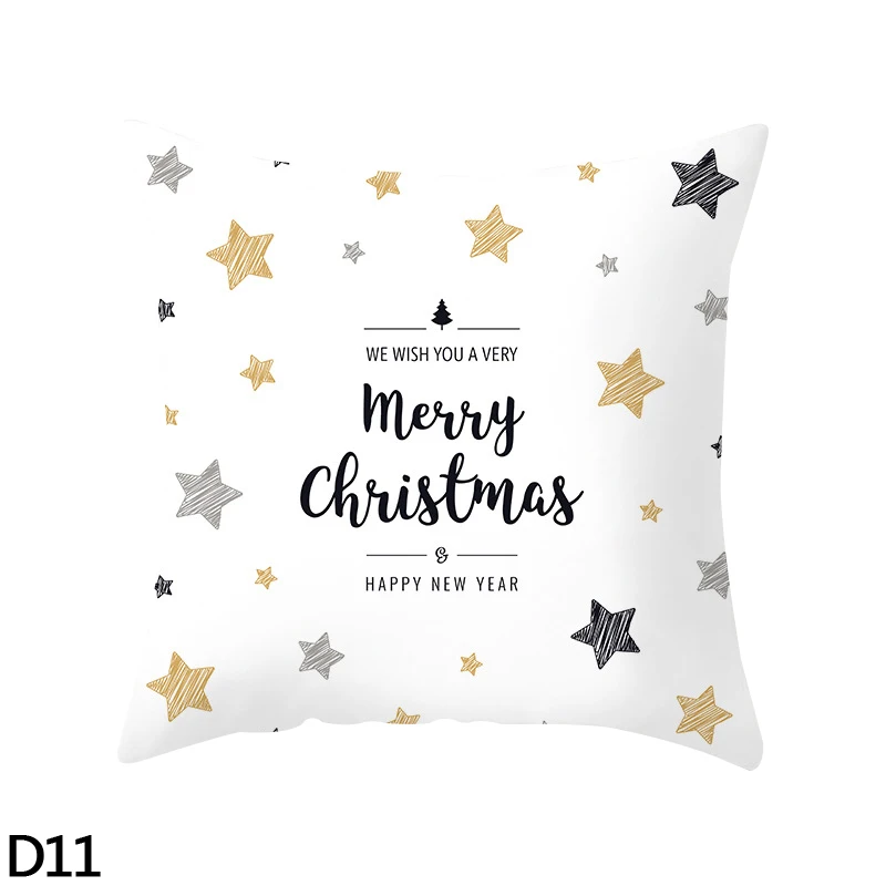 Санта Клаус веселая Рождественская наволочка для подушки, чехол для дивана, дома, кровати автомобиля, наволочка из полиэстера, Рождественские декоративные наволочки 45*45 см - Цвет: D11 star