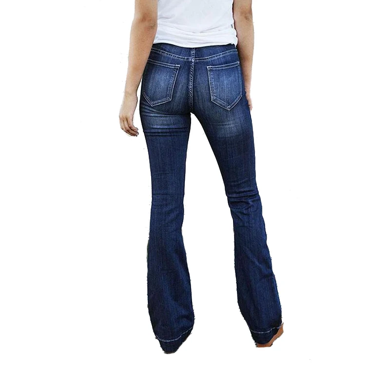 Винтажные облегающие джинсы с завышенной талией для женщин, повседневные длинные расклешенные джинсы с колокольчиком, женские узкие эластичные джинсы с пуш-ап