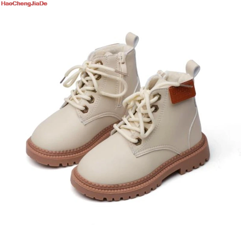 

Kids Children boots Winter Girls Boots Boys Plush Snow Motorcycle Boots Lace-Up Rome Boots Kids Shoes Party School