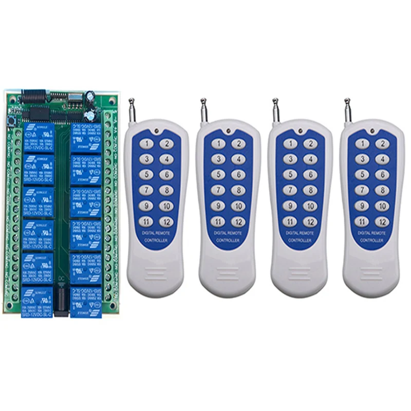 

DC 12V 24V 10A 12 CH 12CH RF Wireless Remote Control Switch System Transmitter + Receiver/lamp/Garage Door/shutters/ window