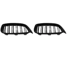 2X Front Grill Grilles Kidney Grill Replacement For BMW 4 Series F32 F33 F36 Double Slat M4 Sport Style Bright Black
