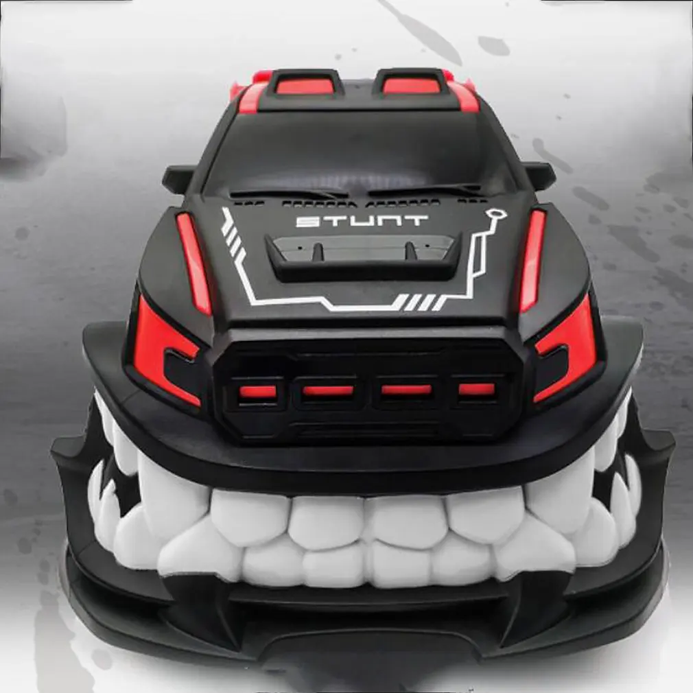 2,4 г трюк 360 градусов вертикальный вращающийся пульт дистанционного управления автомобиль демон большие зубы внедорожная электрическая модель игрушечного автомобиля - Цвет: Черный