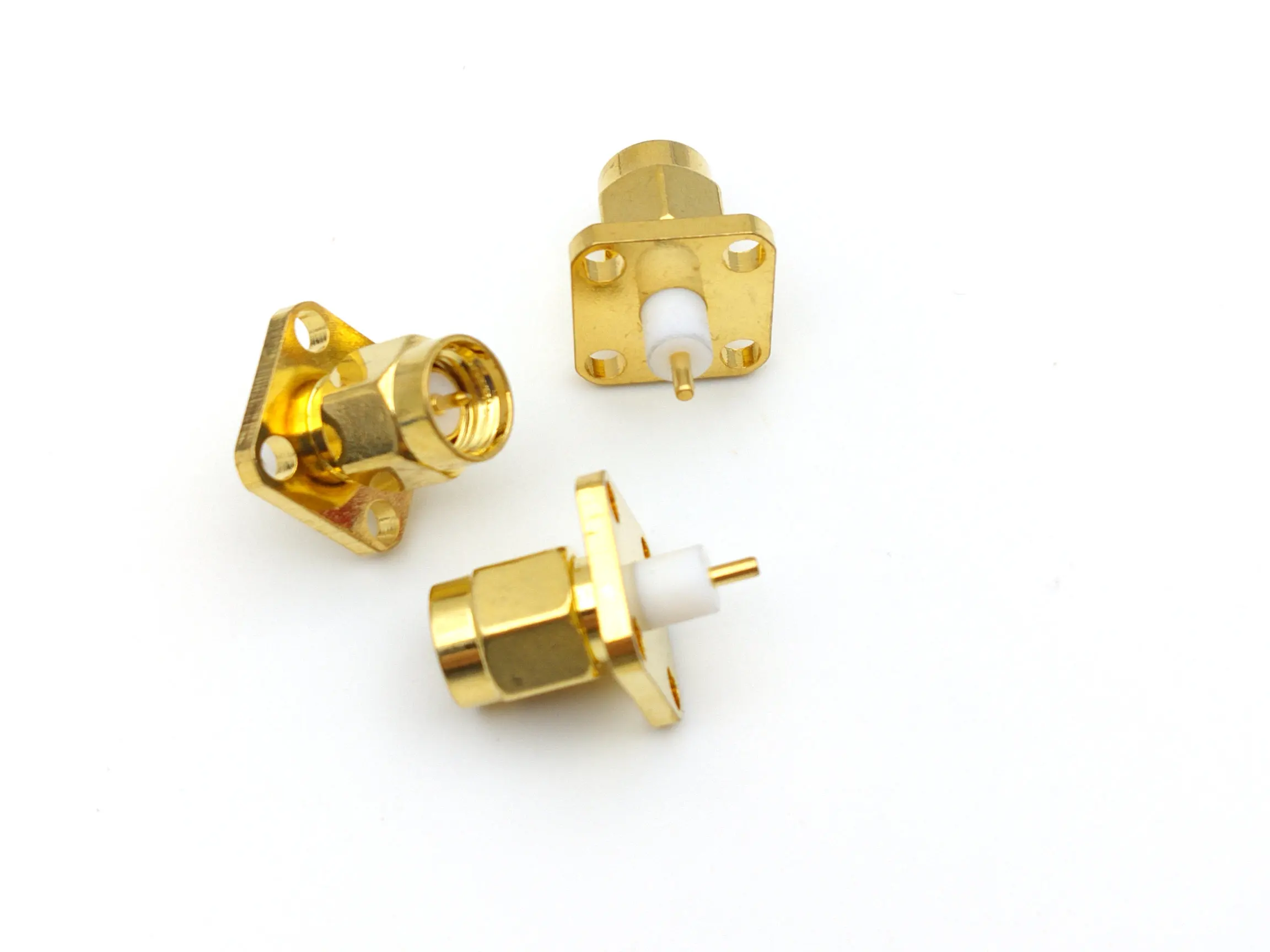 100pcs SMA Male Plug 4 Hole Panel Mount Short Dielectric Solder Post RF