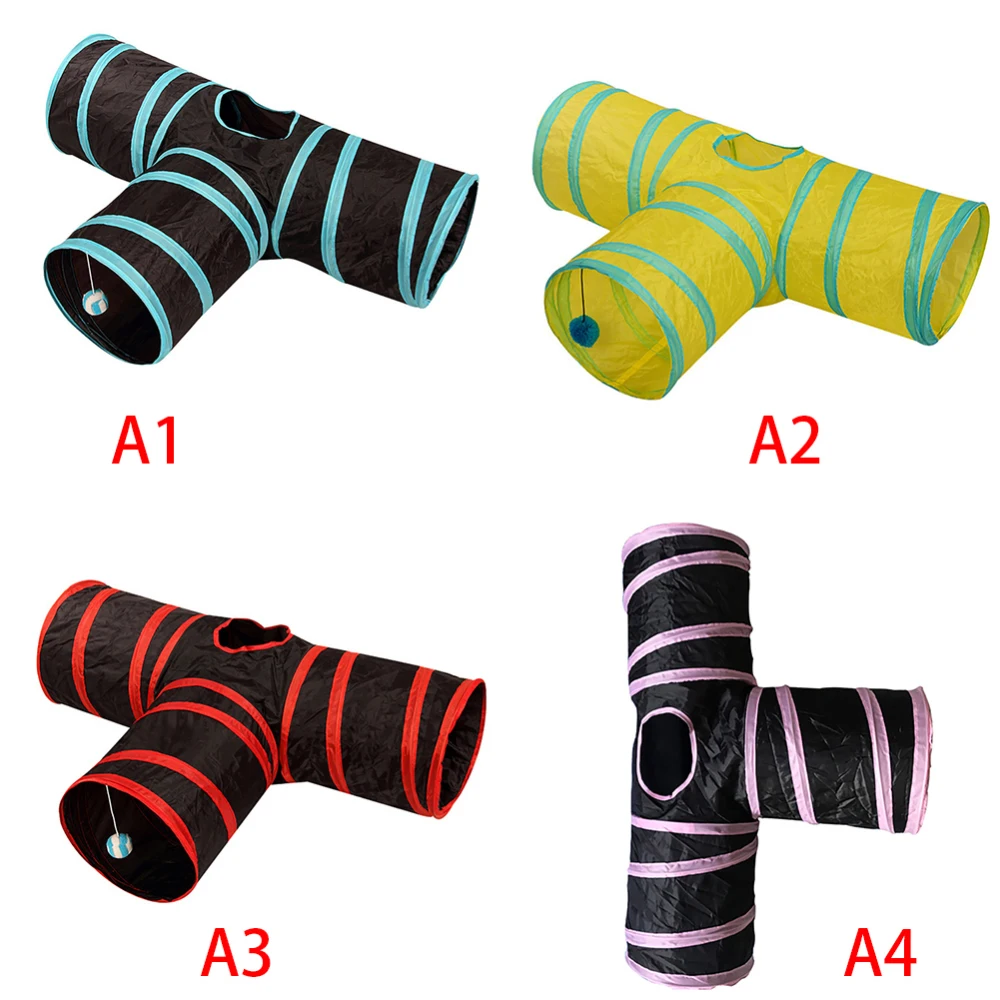 3 отверстия туннель для кошек игрушки для кошек котенок складной Crinkle Кот играющая игрушка «туннель» с мячом тент для игры для маленьких животных Кролик