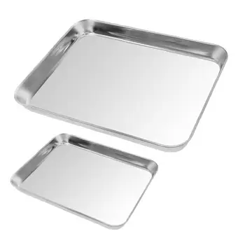 

2Pcs Square Baking Sheet Stainless Steel Baking Pans Grill Toaster Oven Trays