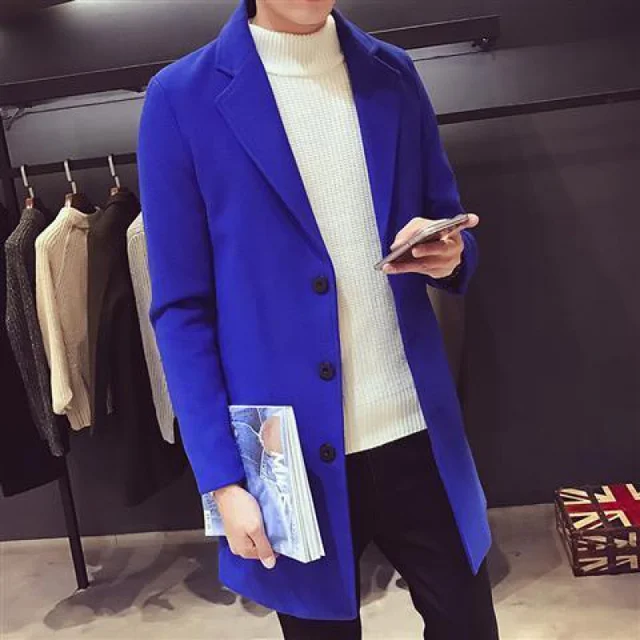 2021 Fashion Men Wool & Blends Mens Casual Business Trench Coat Mens Leisure Overcoat Male Punk Style Blends Dust Coats Jackets 5