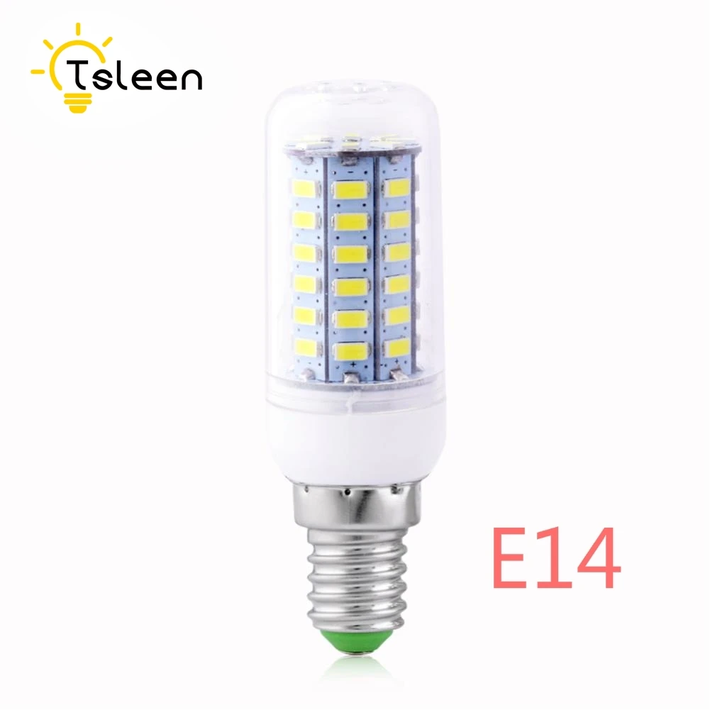 E14 TSLEEN 1 шт. Полный светодиодный светильник E27 E14 GU10 G9 E14 7 Вт, 12 Вт, 15 Вт, 18 Вт, 20 Вт, 25 Вт SMD 5730 Кукуруза лампы, люстры светодиодный s светодиодные лампы для дома - Испускаемый цвет: E14
