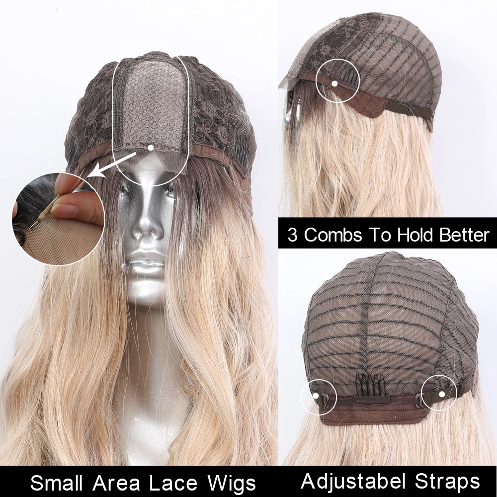 Sivir Synthetic Wigs For Women  Middle Part Ombre Blonde Long Wavy Hair Daily/Party Fiber Natural Hair Wig Heat Resistant