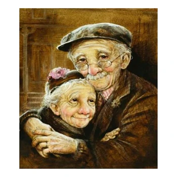 

Diamond Full Diamond Embroidery DIY Diamond Painting Cross Stitch Crystal Round Old Couple Picture of Rhinestones