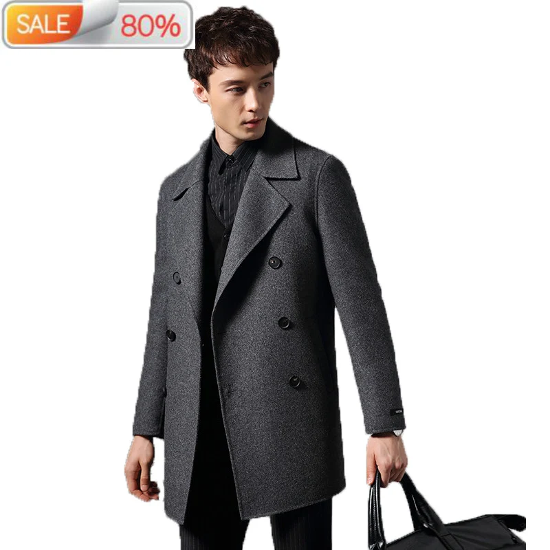 

2020 Double Breasted 100% Wool Coat Men Double-sided Man Jacket Spring Mens Coats Overcoat Manteau Homme B21574