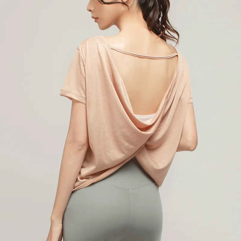 Yoga Top Yoga Shirt Sports Shirt Women Summer Short Sleeve Breathable Quick Dry For Yoga Workout