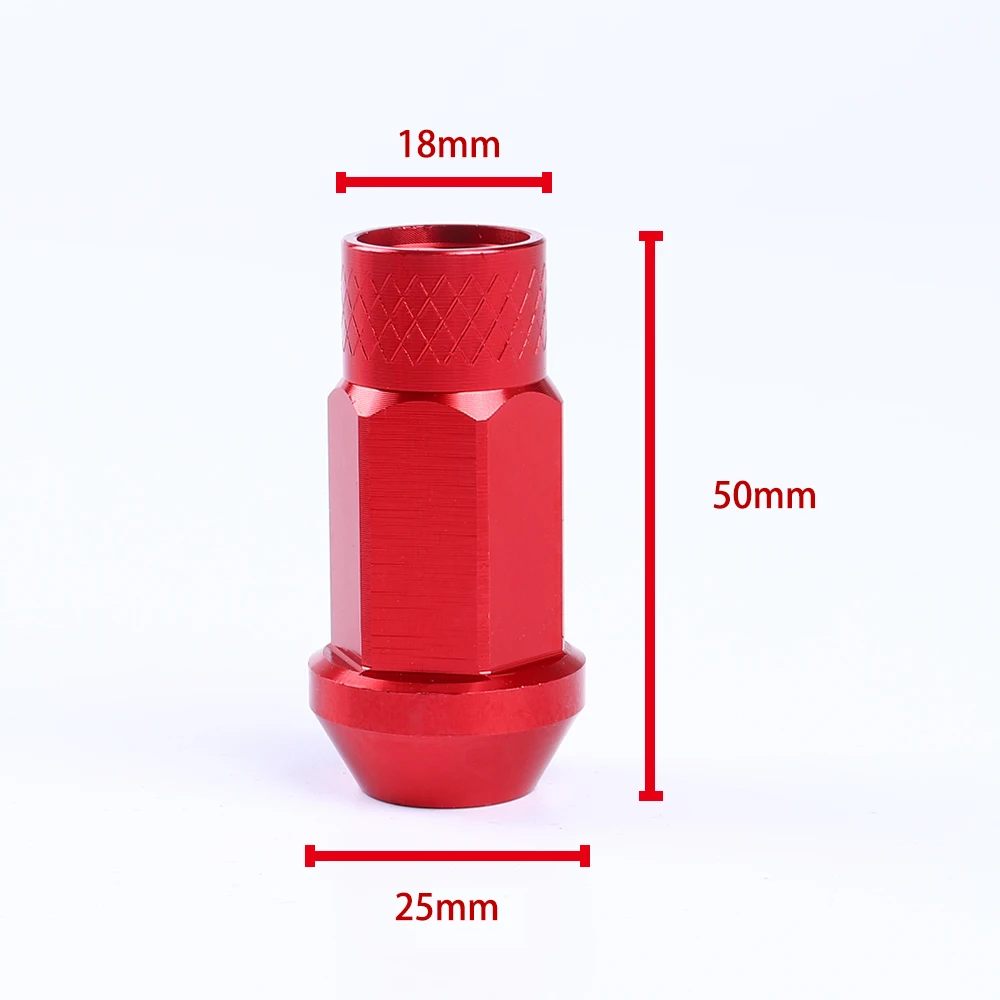 Гоночный JDM Алюминий Колесные гайки M12xP1.5 M12x1.25 L: 50 мм 20 шт./компл
