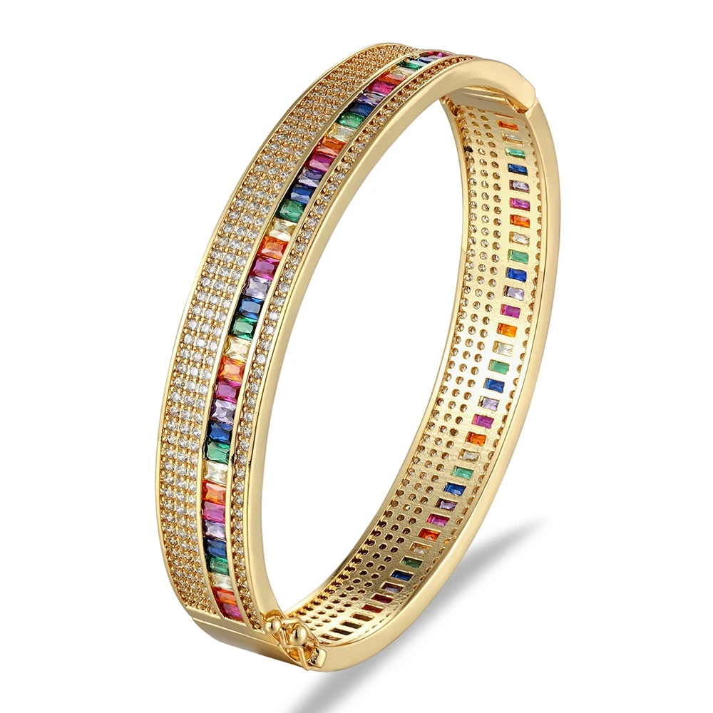 Metal Bracelet Gold Color Zirconia For Women