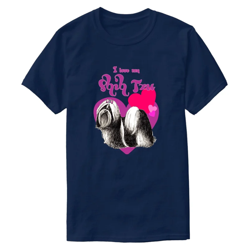 Print Comfortable I Love My Shih Tzu T Shirt For Men Sunlight Plus Size 3xl 4xl 5xl Unique Loose Comic | Мужская одежда
