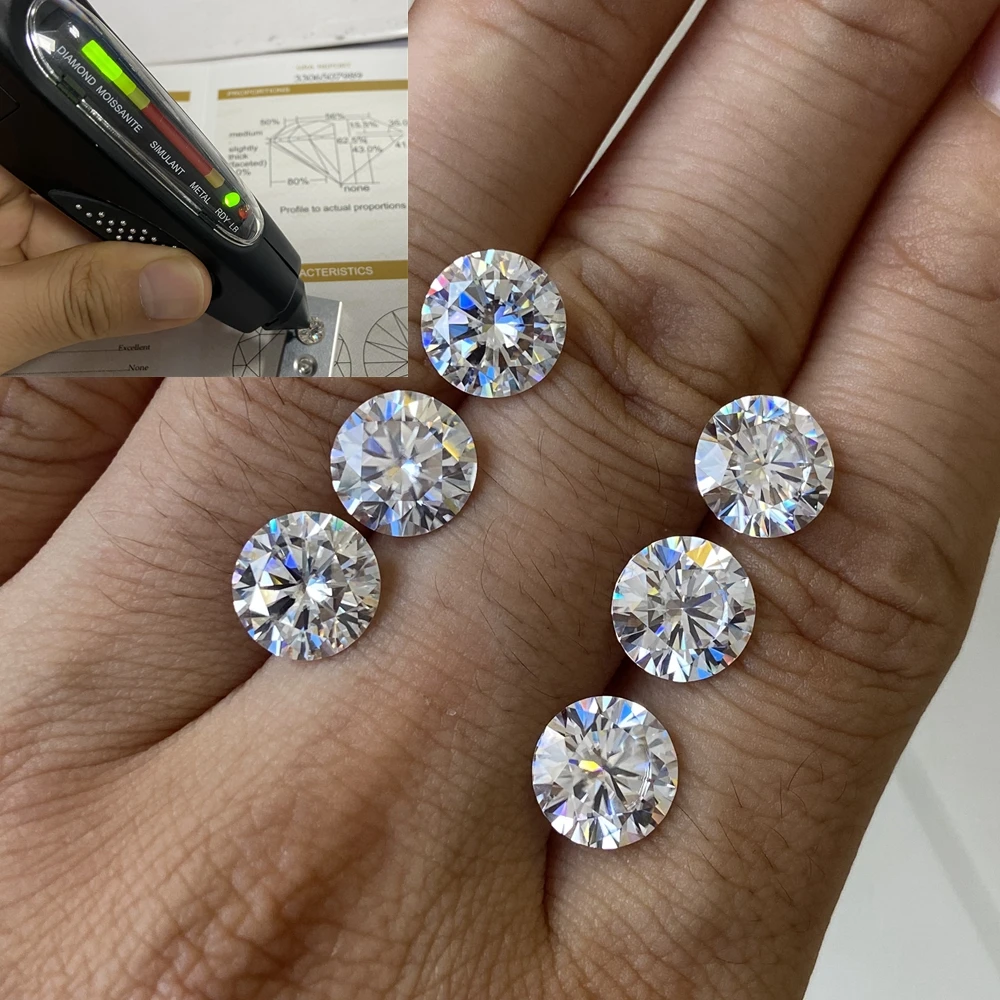Meisidian D VVS1 5mm 100% Pass Positive Diamond Tester 3 Moissanite Diamond