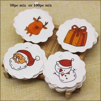 

Merry christmas cute gifts tag 7*4cm /4X4 cm White Lovely Gift Tags DIY cookies bakery favors decoration party suppiles