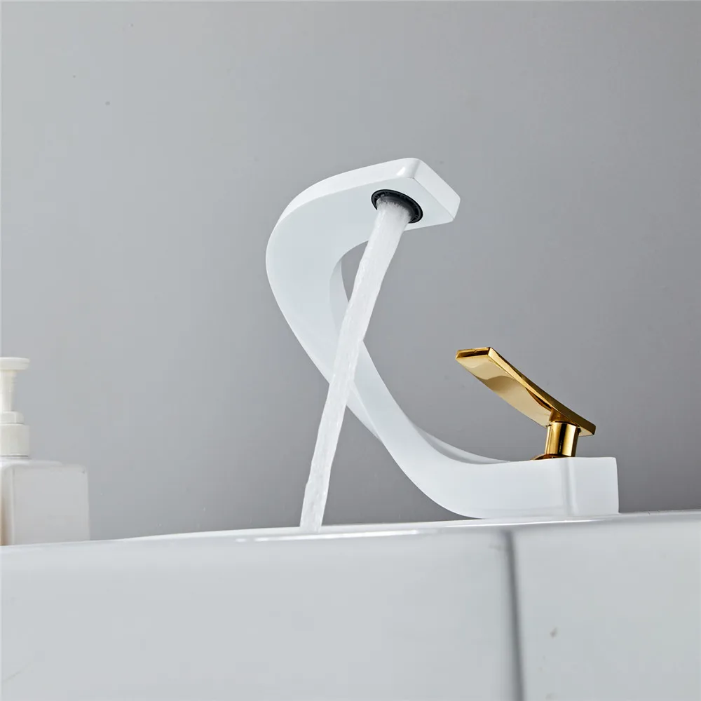 Tuqiu Basin Faucet White and Gold Bathroom Mixer Tap Brushed Gold/Nickel/Chrome Wash basin Faucet Hot and Cold Sink New