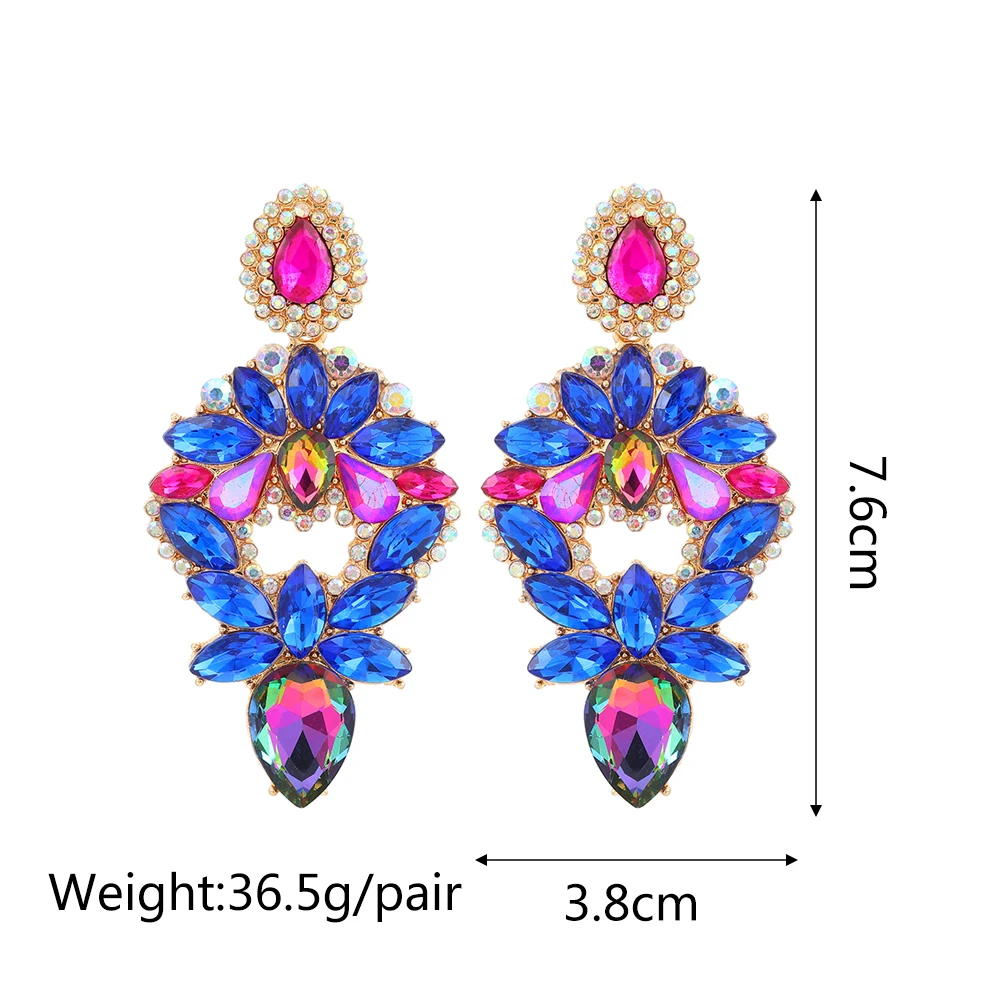 Ztech Blue Series Cute Crystal Earrings Women Popular Europe Style Korean Jewelry Geometric Christmas Gifts Wholesale Pendientes