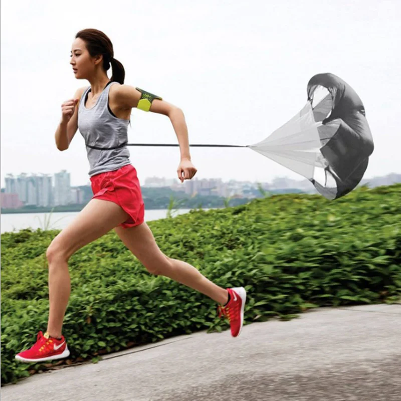 9 Speed Resistance Parachute Running Chute Parachute Umbrella & 6m 12 Rung Agility Ladder for Soccer Football Running Training