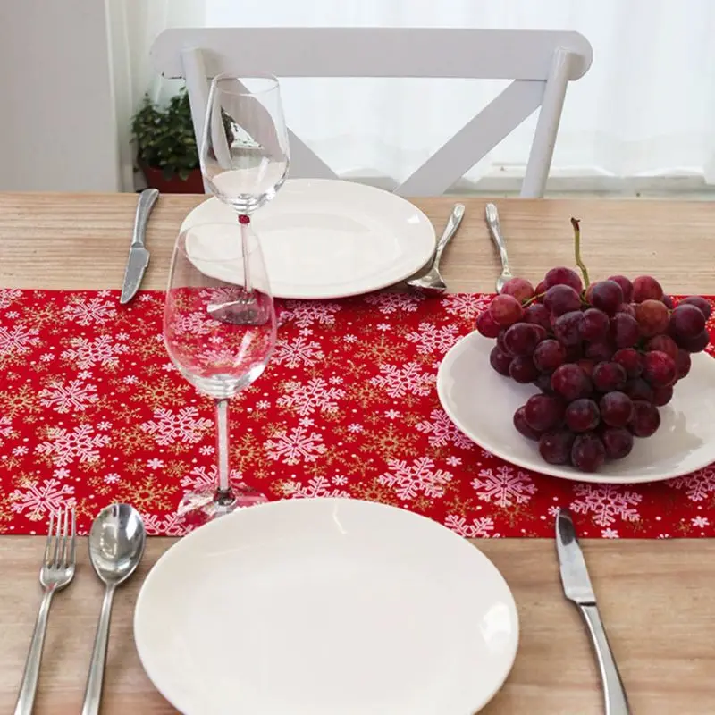 

Merry Christmas Glitter Metallic Sequins Snowflake Long Table Runner Home Decor 090C for christmas